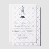 Kust Zee Strand Nautilus Vuurtoren Huwelijk Vellum Uitnodigingen (Offset (Uitnodiging))