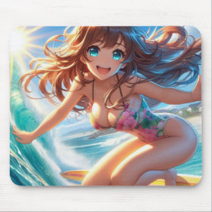Kust/zee/tropische anime surfmeisje muismat