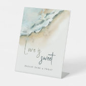 Kust Zee Waves Zand Strand Bruiloft Liefde is Zoet Reclamebord Met Voetstuk (Voorkant)