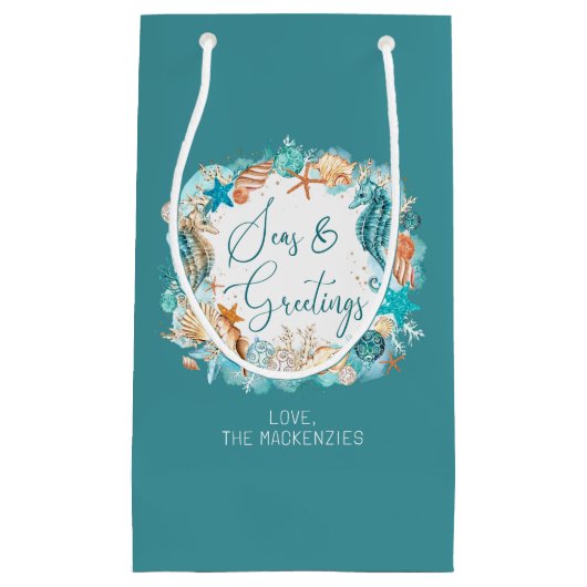 Kust ZEEEN & GROETJES Zeepaardschelpen Naam Klein Cadeauzakje (Voorkant)