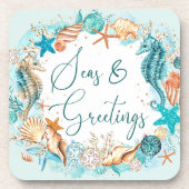 Kust ZEEEN & GROETJES Zeester schelpen Bier Onderzetter (Voorkant)