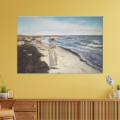 Kust Zeegezicht Vrouw aan de Oceaan Canvas Afdruk (Insitu (Woonkamer))
