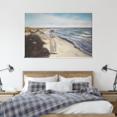 Kust Zeegezicht Vrouw aan de Oceaan Canvas Afdruk (Insitu (Slaapkamer))