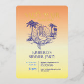 Kust Zeemeermin Cowgirl Summer Party Gold Folie Uitnodiging (Voorkant)