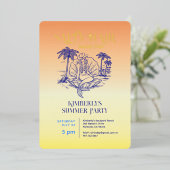 Kust Zeemeermin Cowgirl Summer Party Gold Folie Uitnodiging (Staand Voorkant)