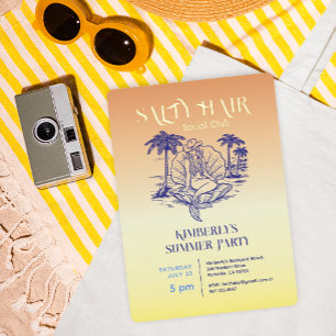 Kust Zeemeermin Cowgirl Summer Party Gold Folie Uitnodiging