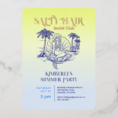 Kust Zeemeermin Koeienmeisje Zomerfeest Roos Goud Folie Uitnodiging (Voorkant)