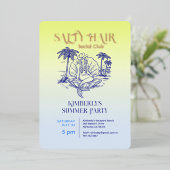 Kust Zeemeermin Koeienmeisje Zomerfeest Roos Goud Folie Uitnodiging (Staand Voorkant)