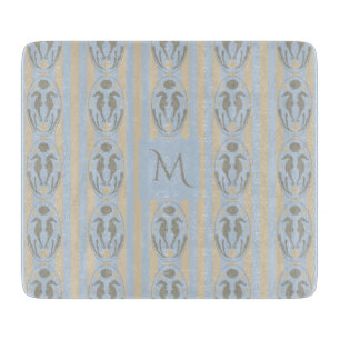 Kust Zeepaardje Cameo Blauwe Crème Streep Monogram Snijplank