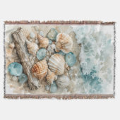 Kust Zeeschelp Aquarel Drijfhout Scène Deken (Voorkant)