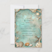 Kust Zeeschelp Botanische Bruiloft RSVP Kaartje (Voorkant)