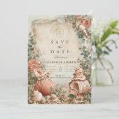Kust Zeeschelp Botanische Elegantie Save The Date (Staand voorkant)