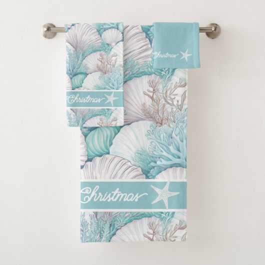 Kust Zeeschelp & Koraal Patroon#3 ID1009 Bad Handdoek (Insitu)