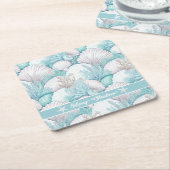 Kust Zeeschelp & Koraal Patroon#3 ID1009 Kartonnen Onderzetters (Schuin)