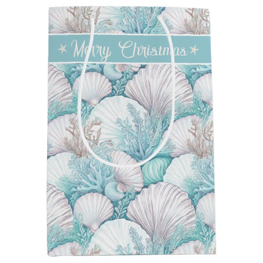 Kust Zeeschelp & Koraal Patroon#3 ID1009 Medium Cadeauzakje (Voorkant)