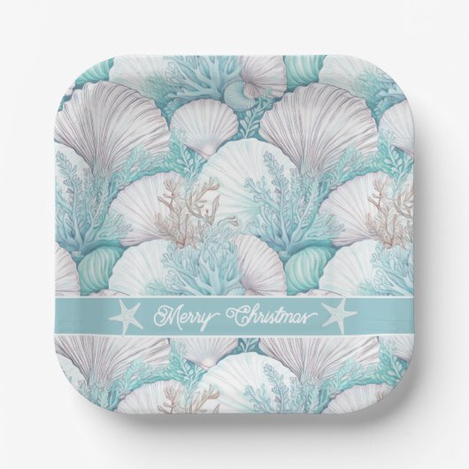 Kust Zeeschelp & Koraal Patroon#3 ID1009 Papieren Bordje (Voorkant)