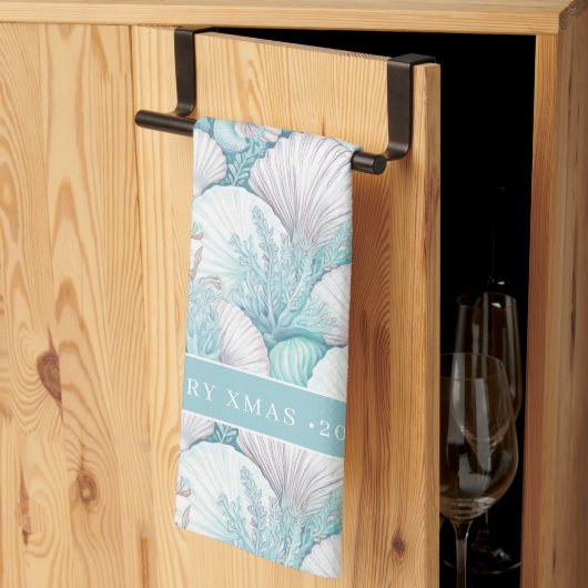 Kust Zeeschelp & Koraal Patroon#3 ID1009 Theedoek (Derde Gevouwen)