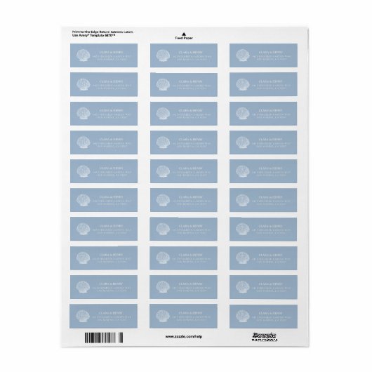Kust zeeschelp retouradreslabel etiket (Full Sheet)
