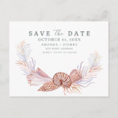Kust Zeeschelp Strand Bruiloft Save the Date Aankondigingskaart (Voorkant)