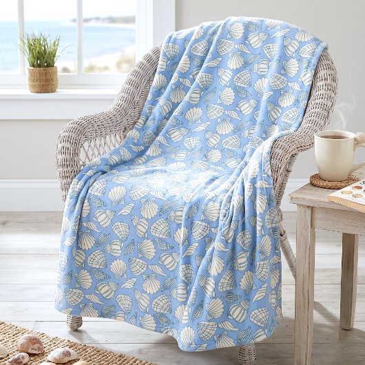 Kust Zeeschelp Strand Cottage Blauwe Fleece Deken