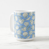 Kust Zeeschelp Strand Cottage Blauwe Koffiemok (Voorkant links)