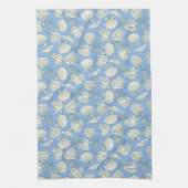 Kust Zeeschelp Strand Cottage Blauwe Theedoek (Verticaal)