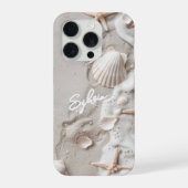 Kust Zeeschelp Zand Design | Aangepaste Naam iPhone Hoesje (Achterkant)