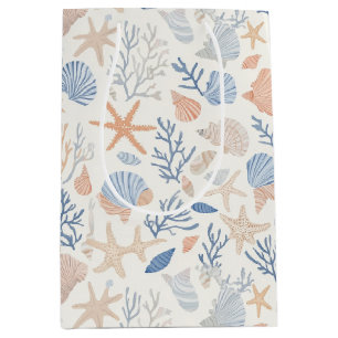 Kust Zeeschelp Zeester Blauwe Perzik Crème Medium Cadeauzakje