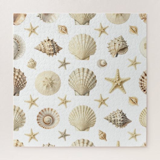 Kust Zeeschelp Zeester Naadloos Patroon Legpuzzel (Verticaal)