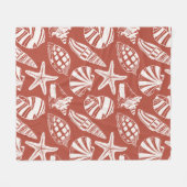 Kust zeeschelp & zeester toile terracotta fleece deken (Voorkant (Horizontaal))