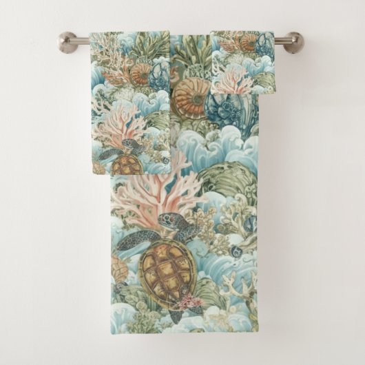 Kust Zeeschildpad & Koraalrif Zomer  Bad Handdoek (Insitu)