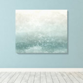 Kust Zeeschuim Taupe En Blauwe Spatten Canvas Afdruk (Insitu (Houten vloer))