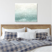 Kust Zeeschuim Taupe En Blauwe Spatten Canvas Afdruk (Insitu (Slaapkamer))