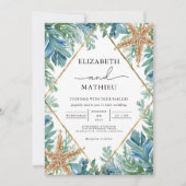 Kust Zeester Bloemen Bruiloft Kaart (Voorkant)