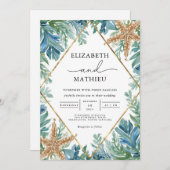 Kust Zeester Bloemen Bruiloft Kaart (Voorkant / Achterkant)