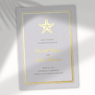 Kust Zeester Formele Folie Huwelijk Save The Date Uitnodiging