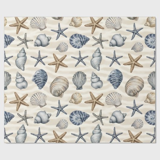 Kust Zeester Schelpen elementen Design 391 Cadeaupapier (Vlak)