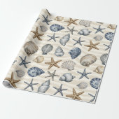Kust Zeester Schelpen elementen Design 391 Cadeaupapier (Uitgerold)