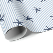 Kust Zeester & Streep Mediterraan Navy Cadeaupapier (Rol Hoek)