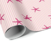 Kust Zeester & Streep Mediterraan Roze Cadeaupapier (Rol Hoek)
