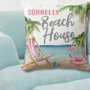 Kust Zomer Aquarel Strandhuis Kussen