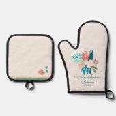 Kust Zomer Bloem Citrus Ovenwant & Pannenlap Set (Voorkant)