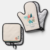 Kust Zomer Bloem Citrus Ovenwant & Pannenlap Set (Voorkant / Achterkant)