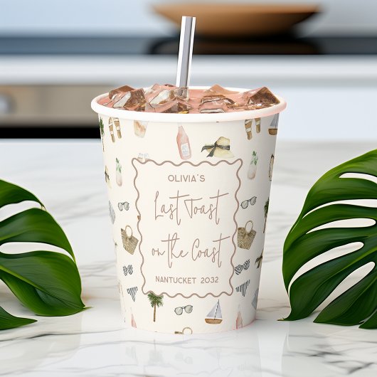 Kust Zomer Bruidsfeestje Papieren Bekers