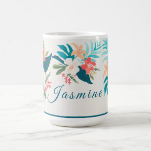 Kust Zomer Citrus & Bloemenaquarelle Koffiemok
