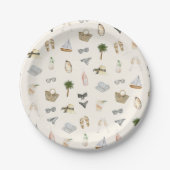 Kust Zomer Iconen Patroon Papieren Bordje (Voorkant)