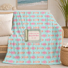 Kust Zomer Visblik Custom Naam Fleece Deken