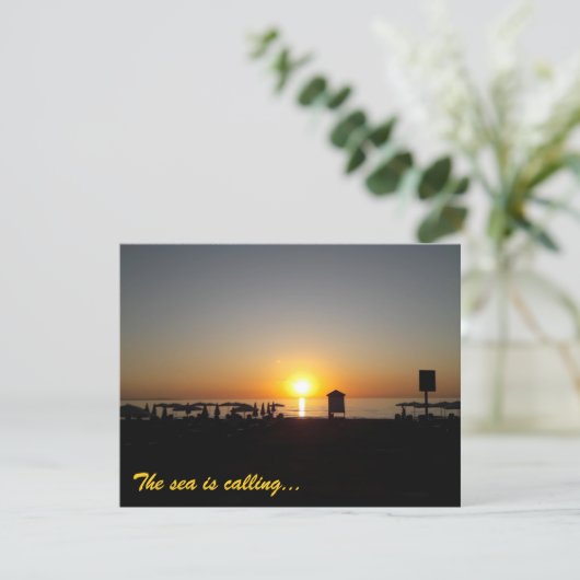 Kust Zomer Zonsondergang Silhouet Aankondiging (Staand voorkant)