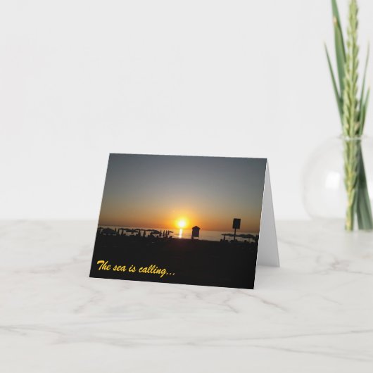 Kust Zomer Zonsondergang Silhouet Bedankkaart (Voorkant)