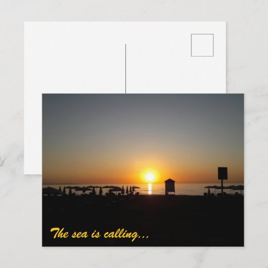 Kust Zomer Zonsondergang Silhouet Briefkaart (Voorkant / Achterkant)